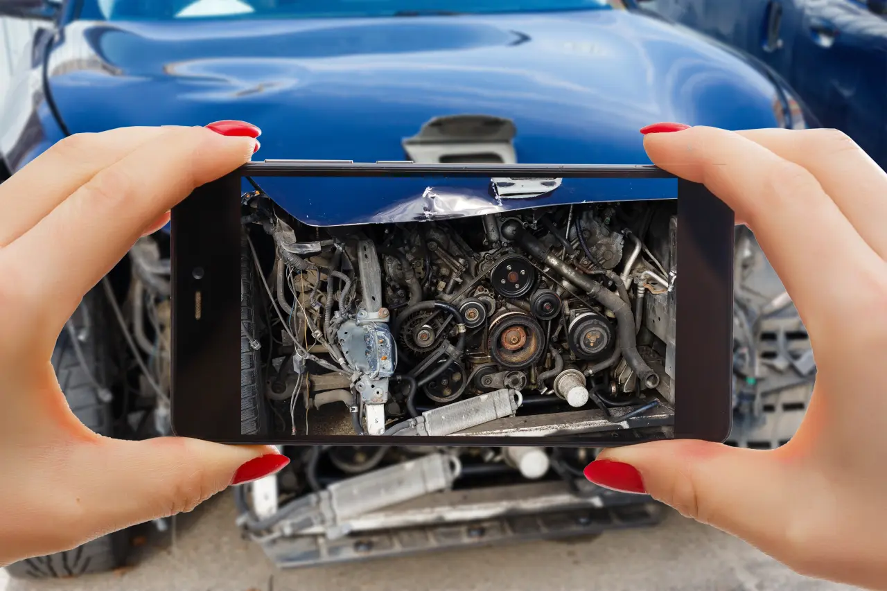 man-photographing-his-vehicle-with-damages-accident-insurance-with-smart-phone